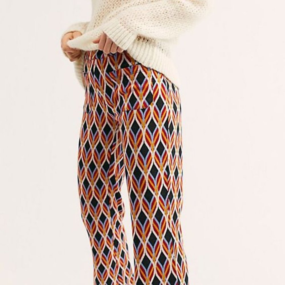 Free People Hip Hugging Jacquard Flares